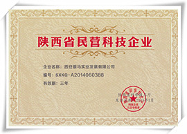 银马民营科技企业证书