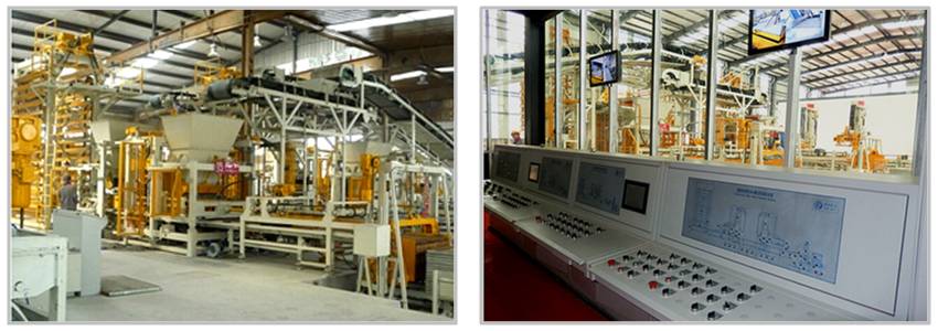 银马全自动建筑垃圾制砖机生产线中央电器控制室图片